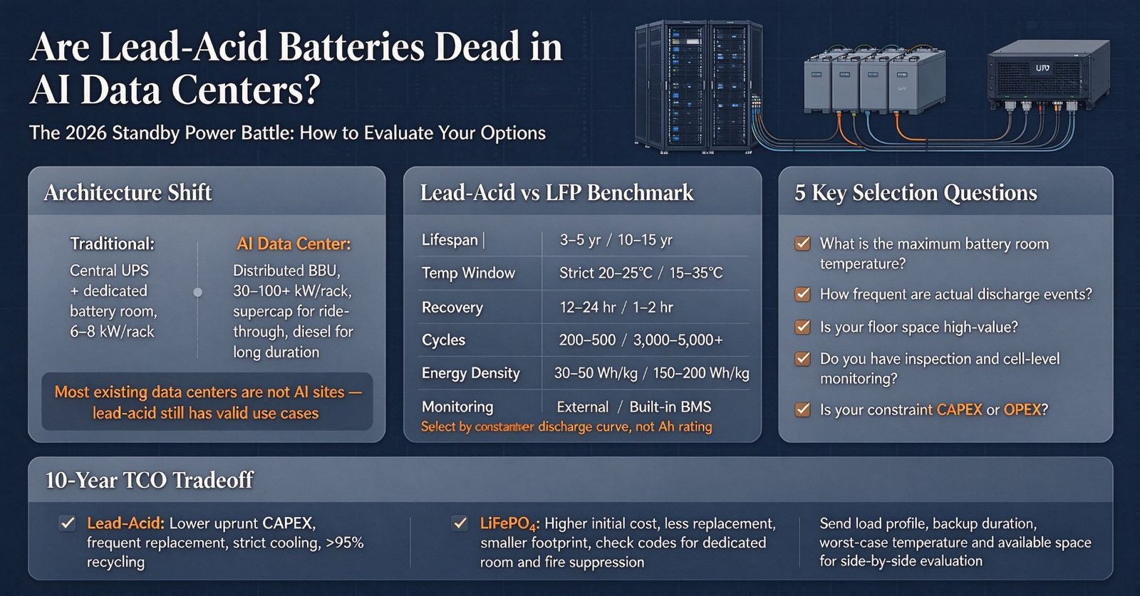 Is Lead-Acid Really Dead in AI Data Centres? Reading the 2026 Backup Power Debate