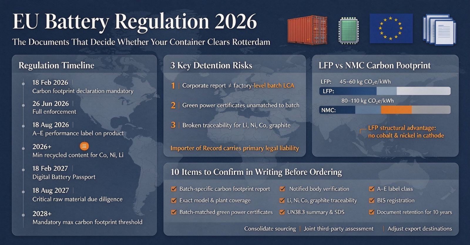 EU Battery Regulation 2026: The Documents That Decide Whether Your Container Clears Rotterdam